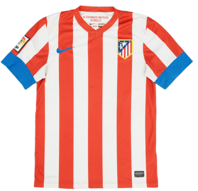 Men's Atletico Madrid 2012/13 (Home) + La Liga Patch, Sponsorless Retro Jersey