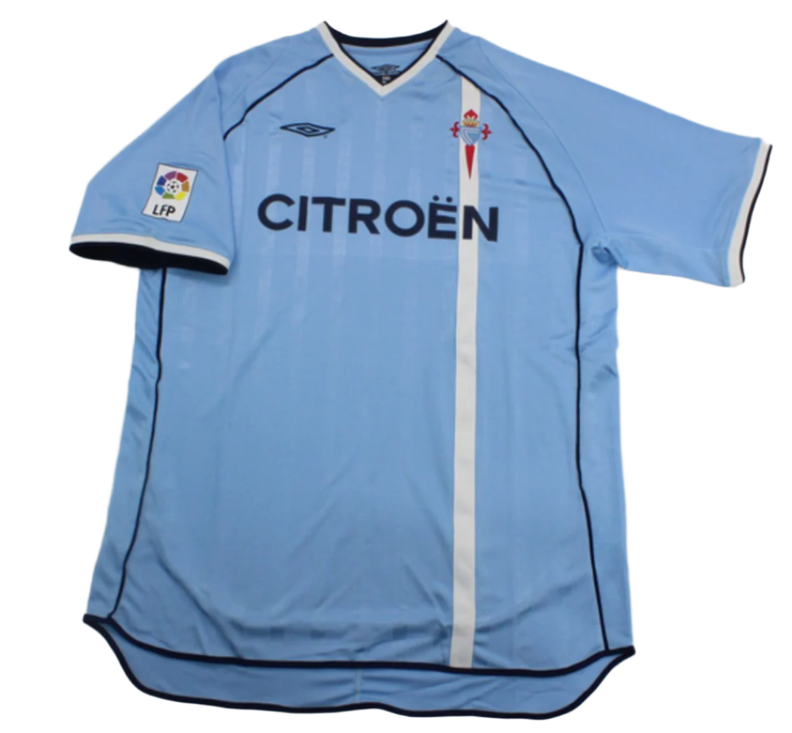 Men's RC Celta de Vigo 2001/02 (Home) w/ La Liga patch Retro Jersey