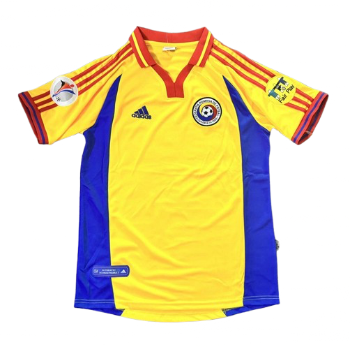 Men's Romania 2000 (Home) w/ Euro 2000 badge Retro Jersey